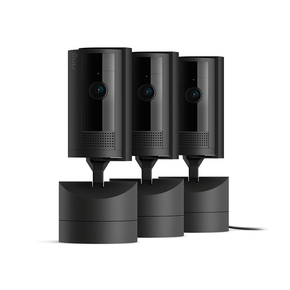 Ring Pan-Tilt Indoor Cam | See all around your home or business with 360° pan coverage, HD video, plus Two-Way Talk (2024 release) | 3-Pack | Black Image Ring Pan-Tilt Indoor Cam | See all around your home or business with 360° pan coverage, HD video, plus Two-Way Talk (2024 release) | 3-Pack | Black Image