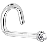 14k White Gold 1.5mm Diamond (0.015 cttw) Left Nostril Screw 18 Gauge