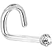 14k White Gold 1.5mm Diamond (0.015 cttw) Left Nostril Screw 18 Gauge