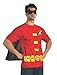Rubies Men's DC Comics Robin Costume T-shirt With Cape and Mask for Themed Parties and Halloween, Red, Medium