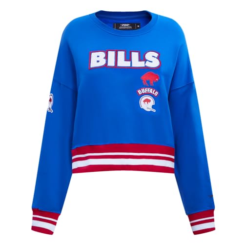 Pro Standard Womens NFL Buffalo Bills Retro Classics Crewneck Sweatshirt Royal Blue/Red S