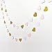 Hestya 2 Pack Paper Heart Garlands Heart Hanging Banner Bunting for Valentine's Day Wedding Party Decoration, 10 Feet Each, Glitter Gold, White and Pink