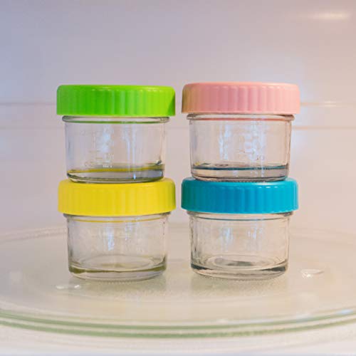 image for Youngever Glass Baby Food Storage, 4 Ounce Baby Food Glass Containers 