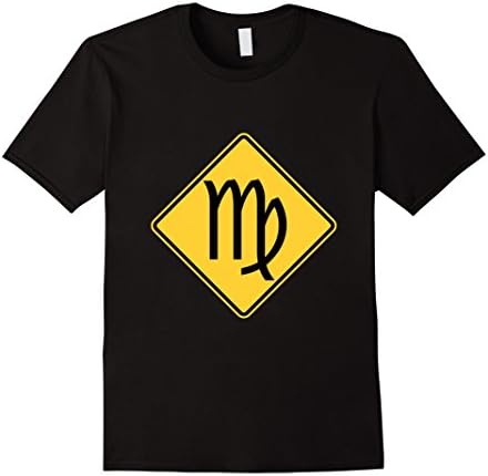 Mens VIRGO Zodiac Symbol Warning Sign T-Shirt Small Black