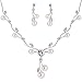 EleQueen Women's Cubic Zirconia Simulated Pearl Flower Filigree Bridal Necklace Earrings Jewelry Set Ivory Color