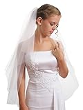 SparklyCrystal Women's Bridal Wedding Veil 2 T Cut Edge Fingertip Length VE8A3