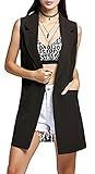 Qearl Women's Oversized Open Duster Blazer Vest Longline Sleeveless Waistcoat Jacket Cardigan Coat