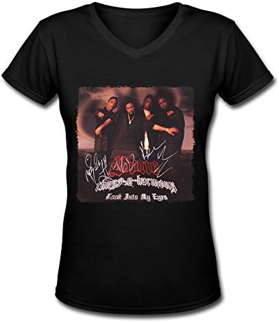 BYONE Bone Thugs-N-Harmony Logo Cotton V-Neck T Shirt For Womens Black M