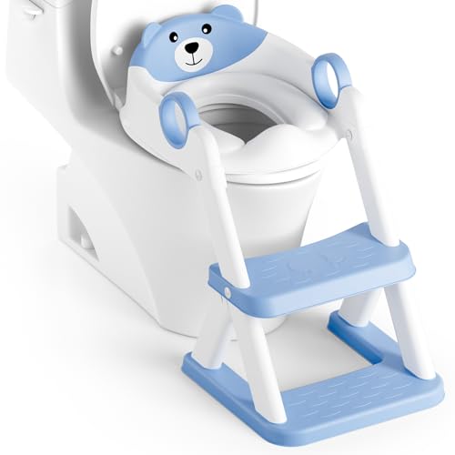 Photo 1 of Rabb 1st Potty Training Seat, Upgrade Toddler Toilet Seat for Kids Boys Girls, 2 in 1 Potty Training Toilet for Kids, Splash Guard Anti-Slip Pad Step Stool(Blue)