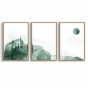signwin 3 Piece Framed Canvas Wall Art Green...
