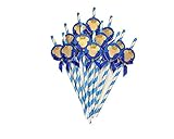 12 Deluxe Mickey Mouse Royal Blue White Paper Straws Gold Crown (Special Baby Shower, Brithday Any Special Occasion!) (popotes de Mickey Mouse)