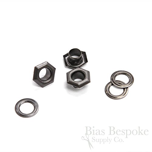 Set of 144, SOL Hexagon Size #00 Grommets, Antique Silver