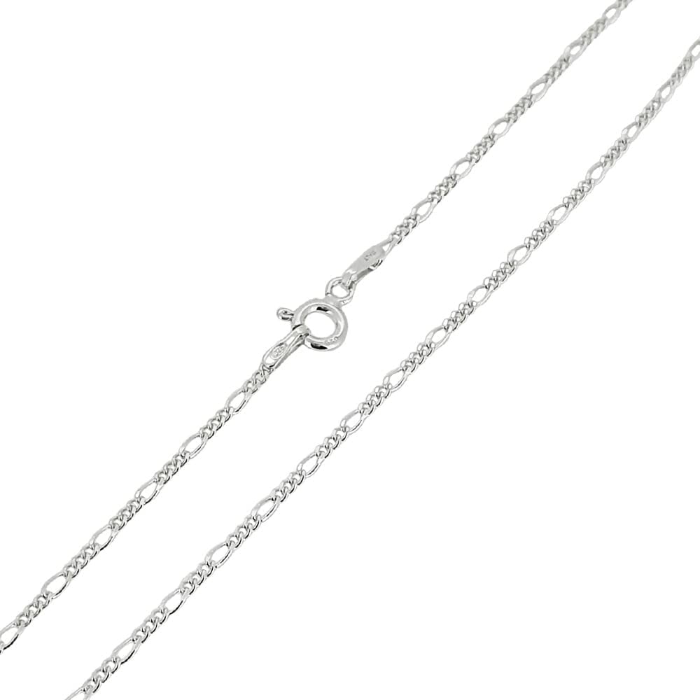 Treasure Bay Women's Silver Chain Necklace 925 Sterling Silver 1.3MM Figaro Chain Necklace Length 16/18/19/20/21/22/24" In (52)