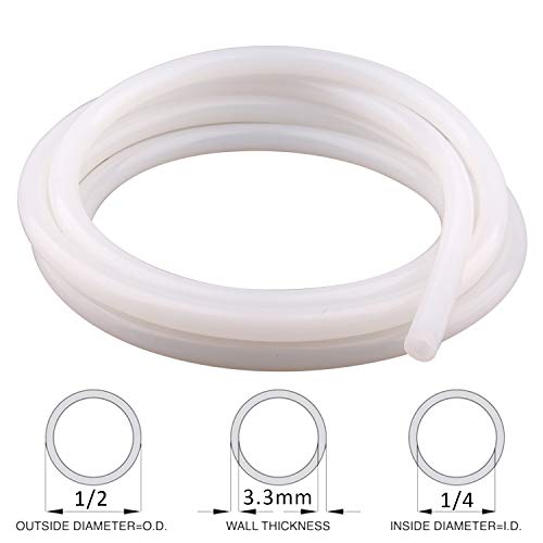 DERPIPE Silicone Tubing - 1/4'' ID 1/2''OD Food Grade Flexible Thick for Homebrewing Pump Transfer 3 Meters(10ft) Length