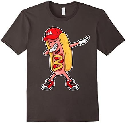Mens Hot dog Dabbing T shirt Funny Meme Hotdog Merica USA T-shirt Small Asphalt