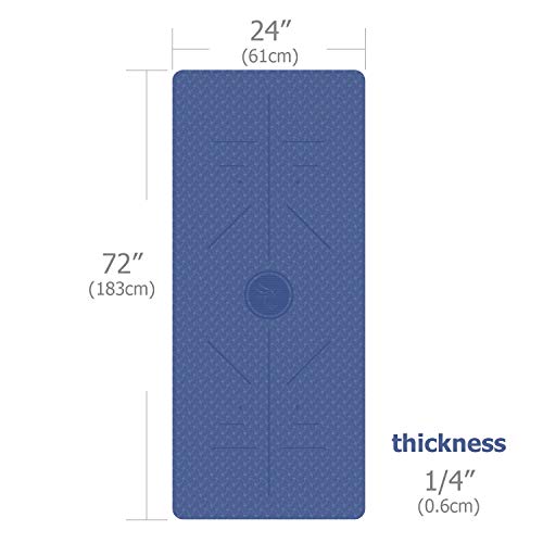 FrenzyBird Eco-Friendly,Reversible,Non-Slip,Double-Sided TPE Yoga Mat with Body Alignment System,Oxford Mat Bag and Strap, Free of PVC and Other Harmful Chemicals, ¼ inch Thick,Ideal for Yogis - Thumbnail 3