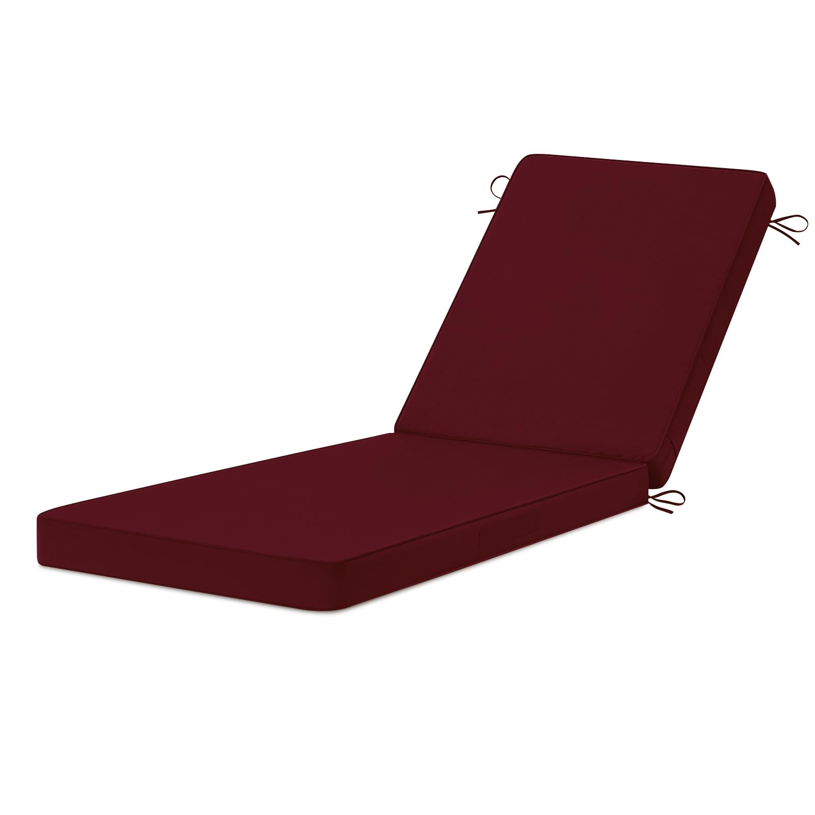 Photo 1 of HOMELYSIAN Chaise Lounge Cushions Outdoor, 72"x21"x3" Triple-Waterproof Outdoor Chair Cushion with Removable Cover, 4 Adjustable Ties Lounge Chair Cushions for Outdoor Furniture, Burgundy