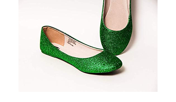 green flat pumps