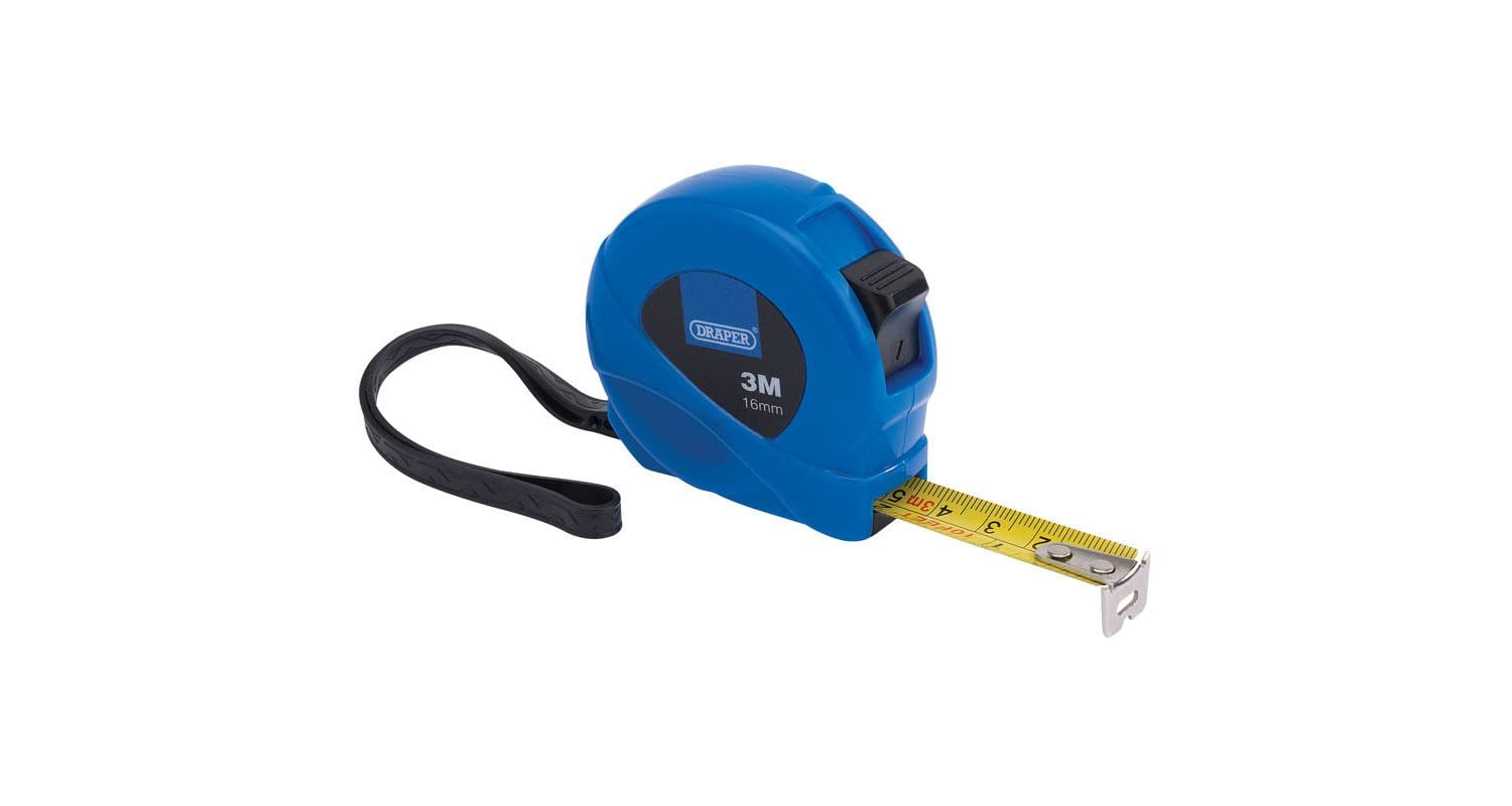 Draper 3m/10ft Easy-Find Tape Measure | Measuring Tape with Locking Button | Metric and Imperial Graduations | Belt Clip | 75880