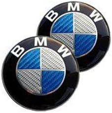 2pcs BMW Accessories Replacement Blue Carbon Round Shiny Emblem 82mm For Front Hood / Back Trunk Replacement Emblem Logo Badge For BMW Car Model