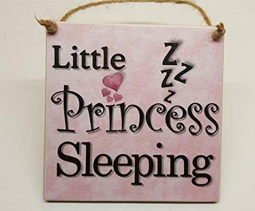 Monsety Little Princess Sleeping Little Girls Princess Sign Wood Decor Sign with Quotes Plaque Sign Gift Indoor