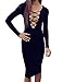 ALLEGRACE Women Sexy Long Sleeve Autumn Warm Stretch Bodycon Party Bandage Dresses S Black