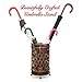 Dualplex Umbrella Stand, Umbrella Holder, Antique Look Metal Entry Hallway Décor, Wallside Style w/Removable Drip Tray. Rack Holds Umbrellas Canes Walking Stick