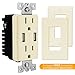 TOPGREENER 4A High Speed USB Wall Outlet, 15A Tamper-Resistant Receptacles, Compatible with SE/11/XS/XR/X/8/7, Samsung Galaxy S20/S10/S9/Note, LG, HTC & More, UL Listed, TU2154A-LA, Light Almond