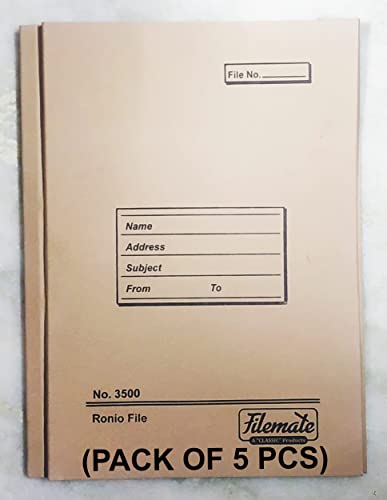 Filemate F/S or Legal Size Center Tag File No.3500(Pack of 5 pcs)(Size: 14.5 X 10 inch)(1100 GSM) / Ronio File / Ripple File (Khakhi Color)