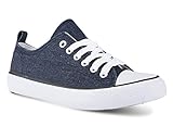 Twisted Women's KIX Lo-Top Casual Fashion Sneaker -KIXLOS DENIM, Size 8