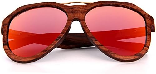 Blasses Wooden Wayfarer Sunglasses Polarized Wood Sunglasses for Men & Women (Rosewood, 55)