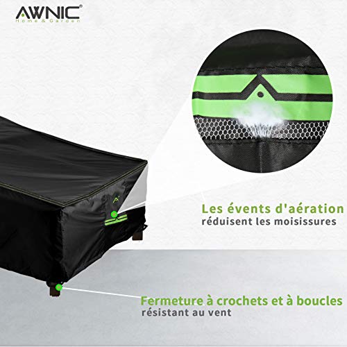 Awnic gartenliege Abdeckung wasserdicht, schutzhülle für sonnenliege Winterfest, abdeckhaube liegen, liegestuhl Auflage, gartenmöbel abdeckplane 200x75x40/70cm – Bild 5