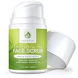 Exfoliating Face Scrub - Natural & Organic - Moisturize while Cleansing and Repairing Skin - Natural Facial Scrub with Green & White Tea, Avocado & Olive Butters, and Aloe - Foxbrim 1.7oz