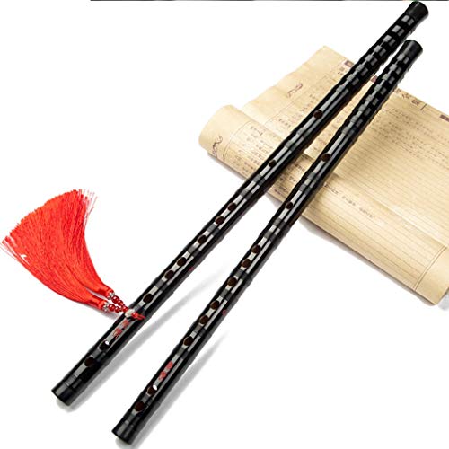 Zyj C D E F G Key Bamboo Flute Chinese Traditional Musical Instrument Black Vertical Woodwind Instrument (Size : C Tone)