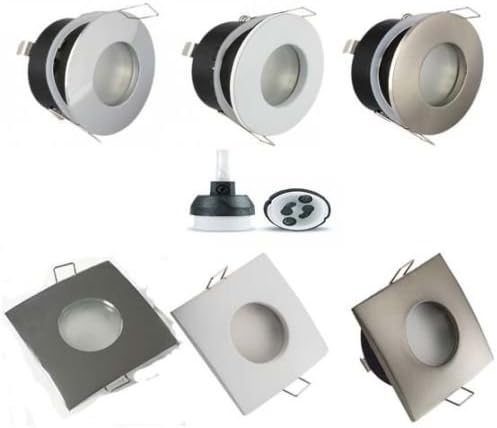 UKEW 4 x Waterproof IP44 Shower Bathroom Frosted Ceiling Spots Spotlight Downlights GU10 Fitting Round or Square For use with LED or Halogen (White (Square))