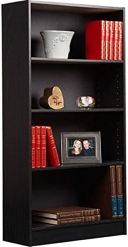 Wooden Adjustable 4 Shelf Bookcase Storage Organize Modern Home Office Furniture Shelving Books Wood Black