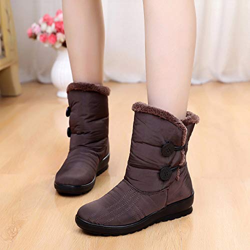Teresamoon Women's Ladies Winter Waterproof Short Snow Boots Footwear Warm Shoes (Brown/39)