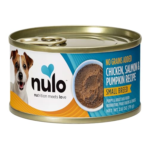 NULO GRAIN-FREE SMALL BREED WET CANNED PUPPY & DOG FOOD, CHICKEN, SALMON, AND PUMPKIN, 2.8 OUNCE, 12 CANS