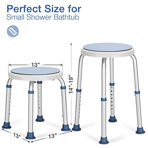 GreenChief Shower Stool 300lb, Rotating Bath Seat with Free Grab Bar