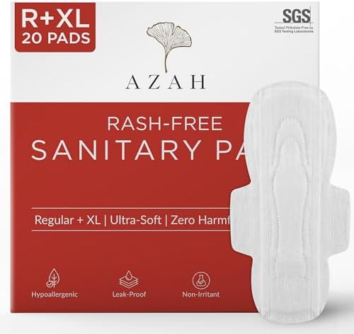 Azah Rash-Free Sanitary Pads for women | Organic Cotton Pads | Box of ...