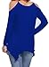 MIHOLL Women's Casual Tops Lace Off Shoulder Long Sleeve Loose Blouse Shirts (Medium, Royal Blue)