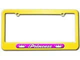 Princess - Crowns Spoiled License Plate Tag Frame - Color Yellow