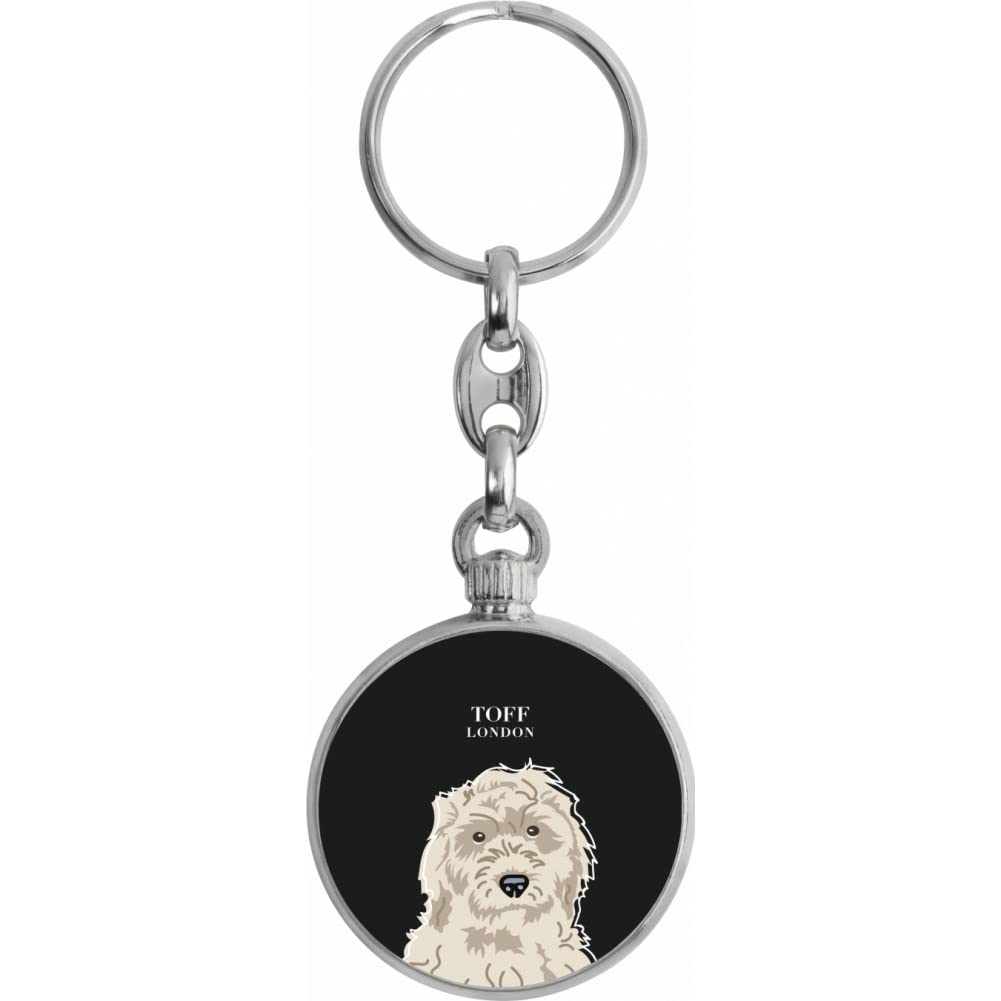 Toff London White Cockapoo Dog Head Keyring