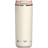 MingSphere Travel Coffee Mug with Lid, 16 oz Insulated Tumbler, Leak Proof Stainless Steel Cup, for Hot Coffee, Iced Tea & Water, BPA Free, Car Cups Holder Friendly, Beige