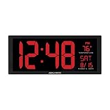 AcuRite 75127 Oversized LED Clock with Indoor Temperature, Date and Fold-Out Stand, 14.5"