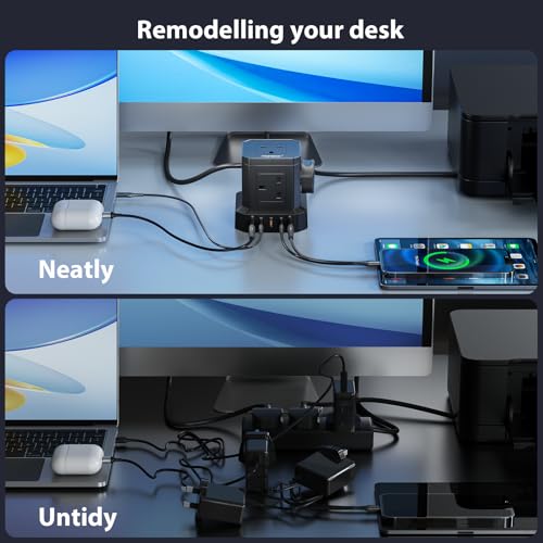 TOPREK 100W PD3.0 Fast Charge Extension Lead with Usb Slots, Simultaneous Fast-charging of 10 devices, Usb Extension Cable Multi Plug Extension Socket
