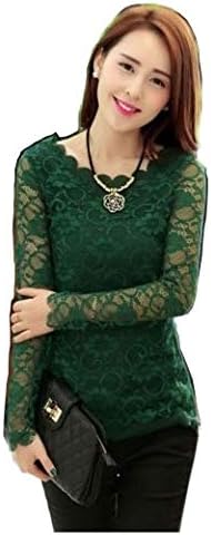 50 Shades Elegant Women Solid Lace Shirt Floral Long Sleeve Tops T-Shirt Blouse