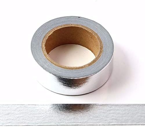 Syntego Solid Foil Washi Tape Decorative Self Adhesive Masking Tape 15mm x 10 Meters (Silver)