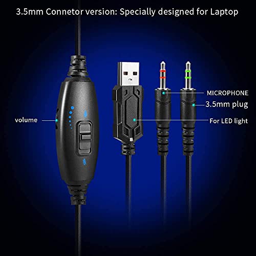 PunnkFunnk Gaming Headphone with Microphones, Xbox One Headset with 7.1 Surround Sound, LED Light PS4 Headset with Mic, Noise Cancelling Gaming Headset PC Over-Ear Headphones (S01)