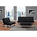 DHP Chelsea Upholstered Ottoman with Chrome Legs and Plus Pillow-Top Seating, Black Faux Leather